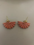 Coral Daisy Fan Drop Earrings