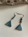 Grounded in Teal – African Turquoise Triangle Earrings  