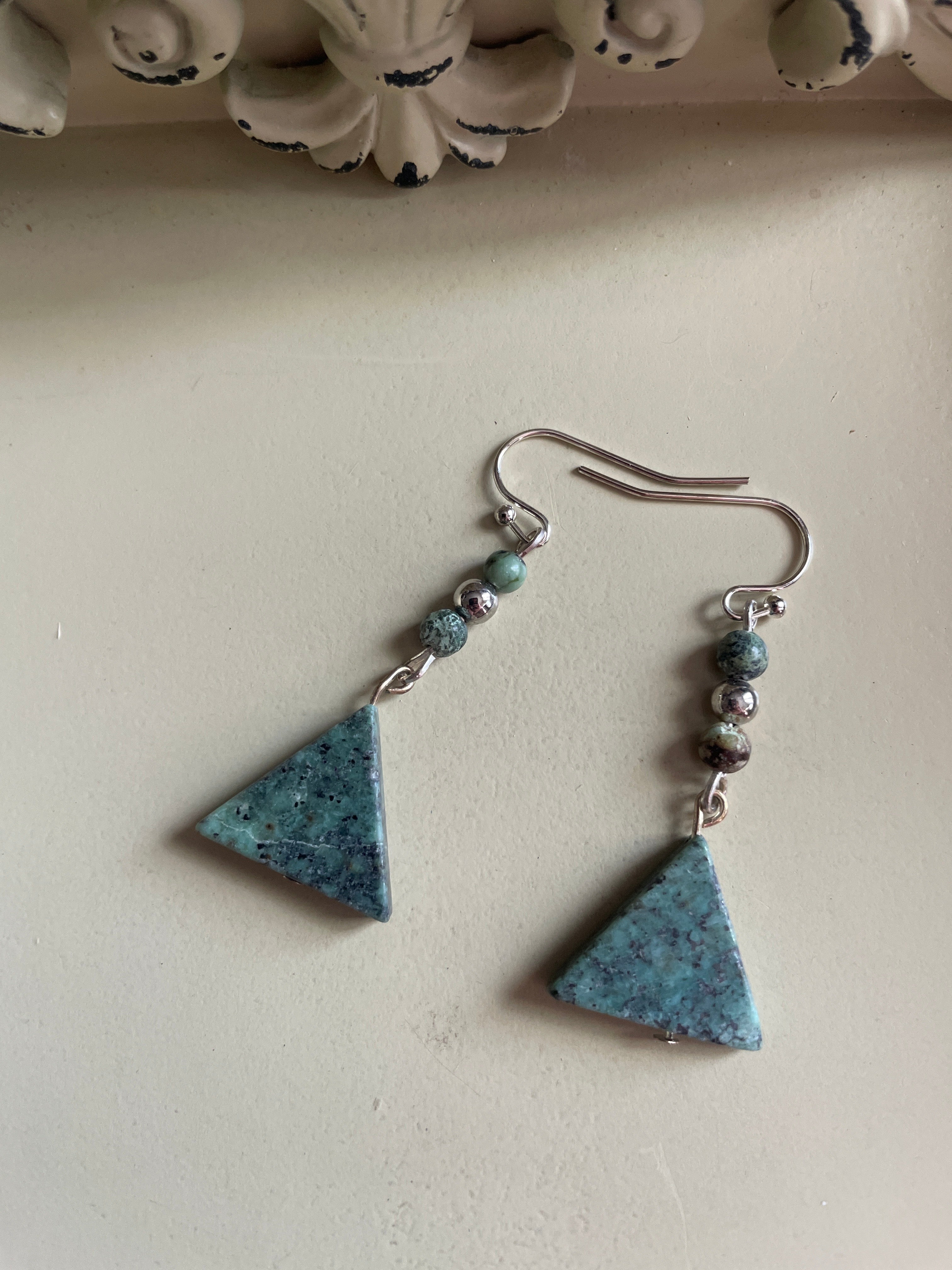 African Teal Triangle Jewelry Set