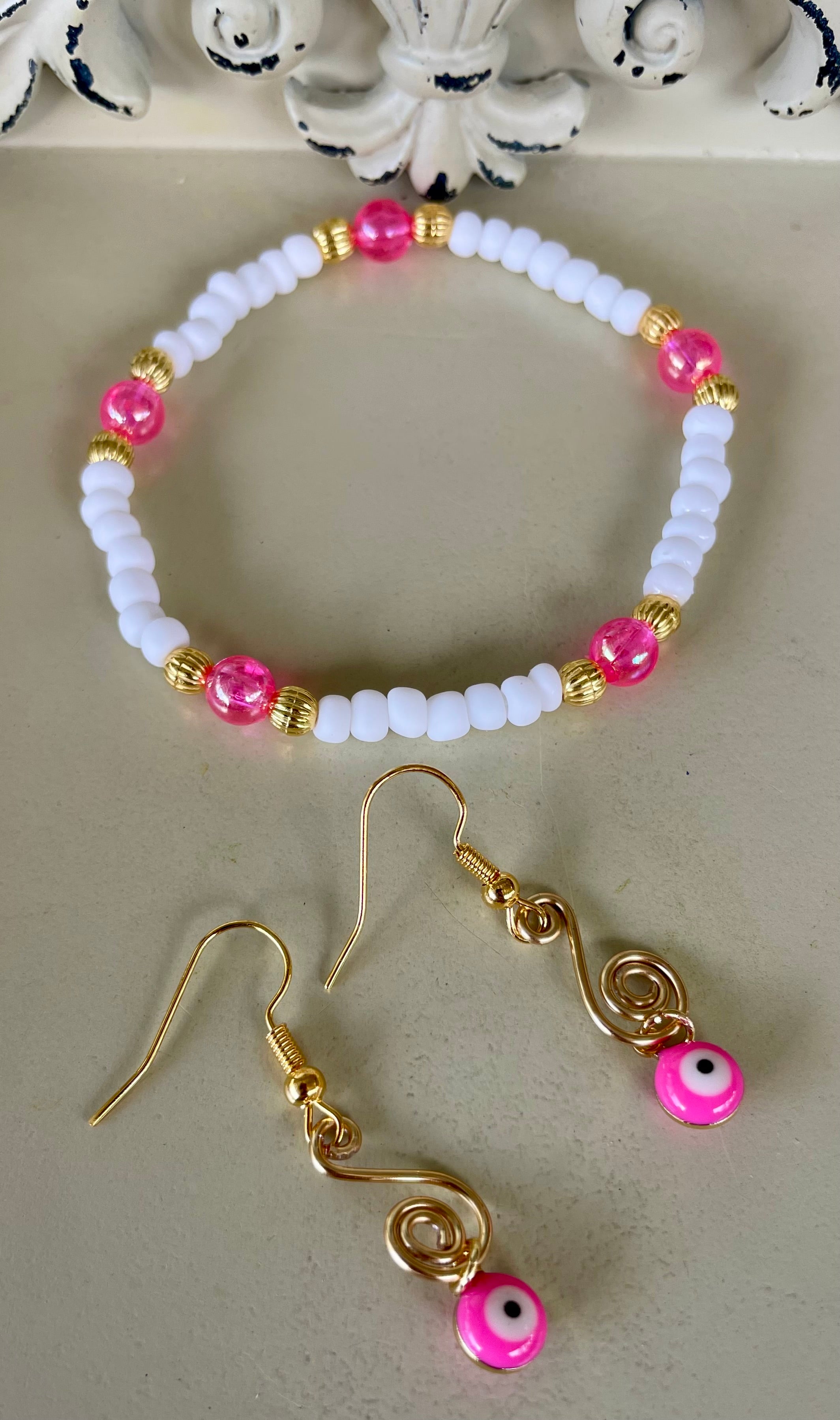 Pink Evil Eye Nazar 18K Gold Plated Fine Jewelry Set- Sublime Designs by Suzie