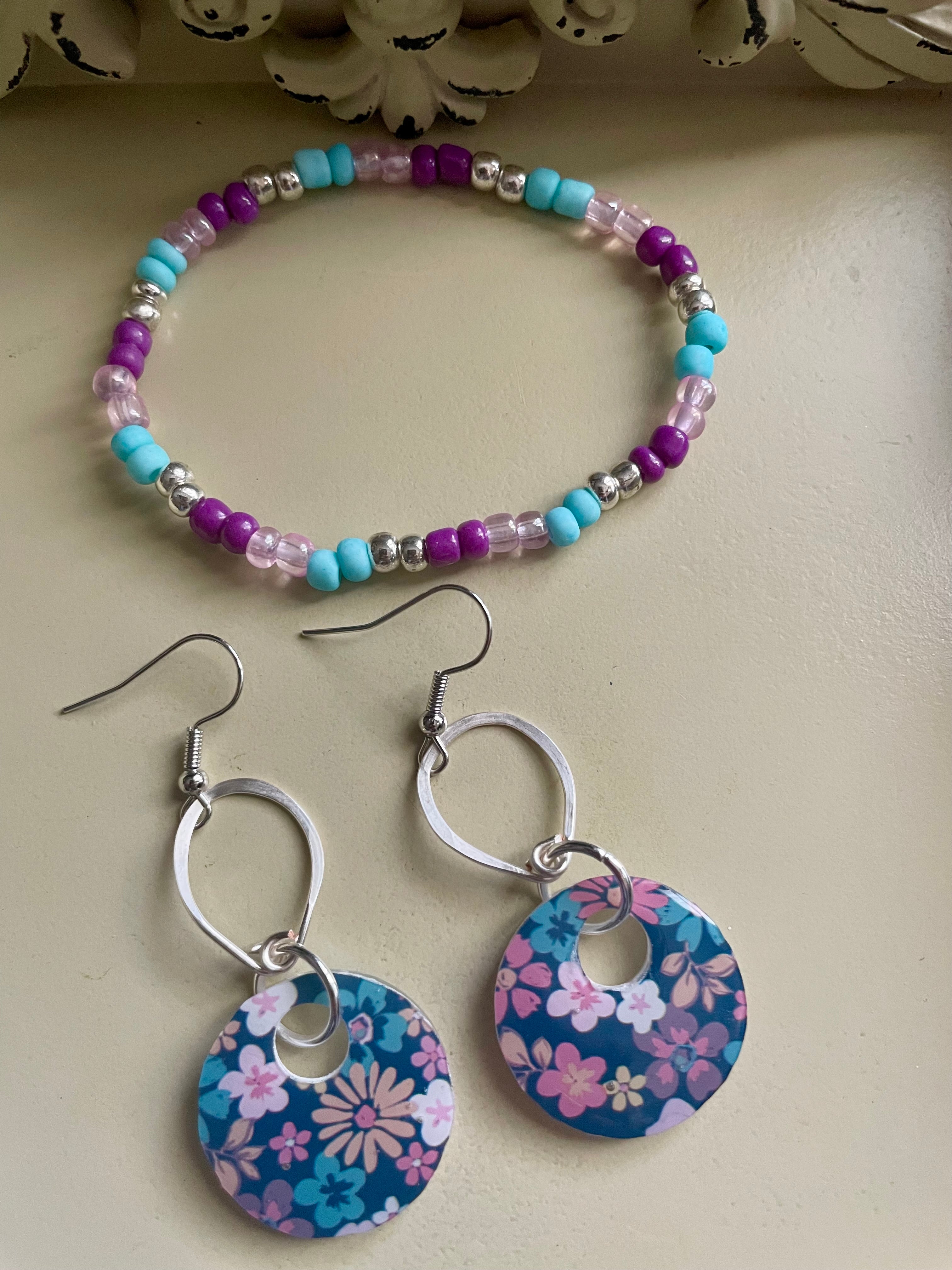Navy Floral Pastel Jewelry Set
