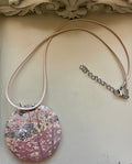 Floral Porcelain Jasper Oval Pendant Necklace
