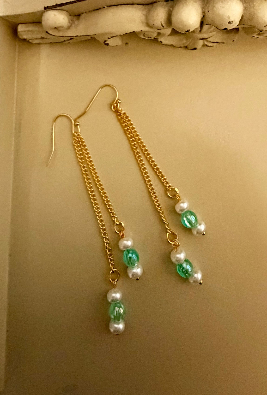 Coastal Boho Turquoise & White Gold Beaded Earrings Bohemian Beach Style, Flower Charm, Handmade Gift by SublimeDesignsBySuzie