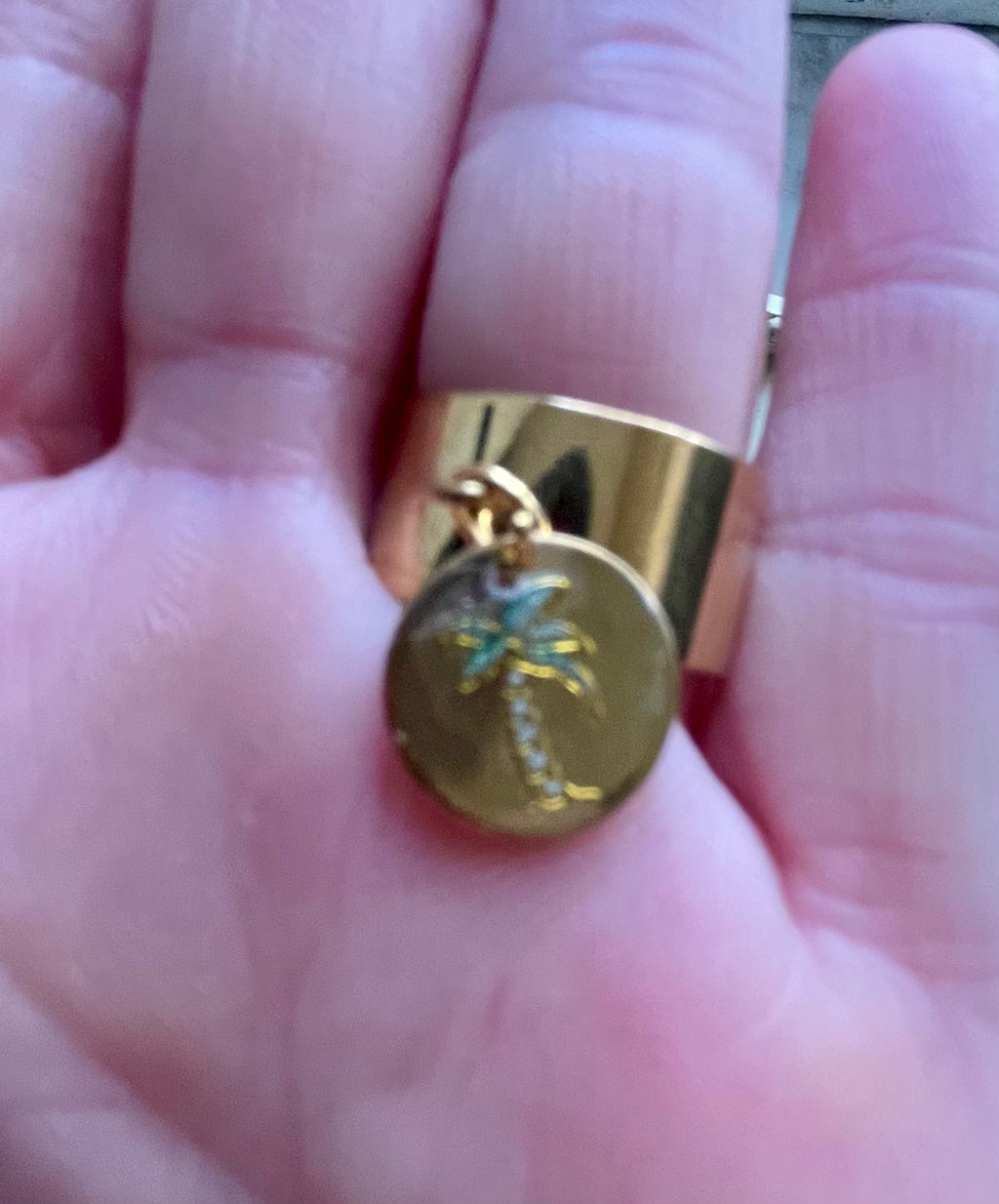 Gold Plated Palm Tree Adjustable Charm Ring- Sublime Designs By Suzie
