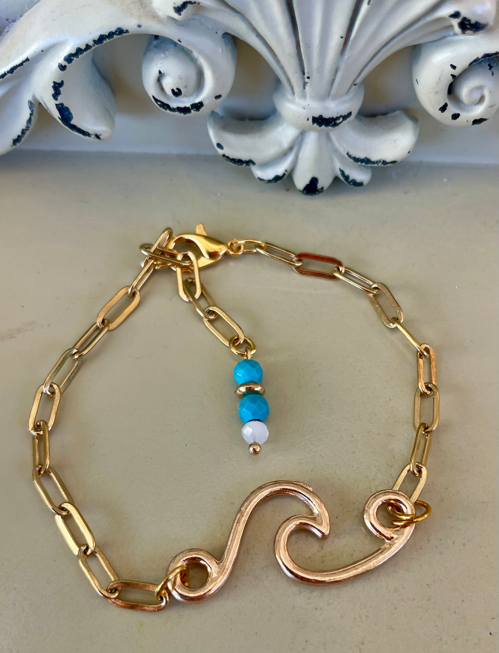 Gold Plated PVD Paperclip Waves Bracelet and Starfish Tides Jewelry Set by Sublime Designs by Suzie