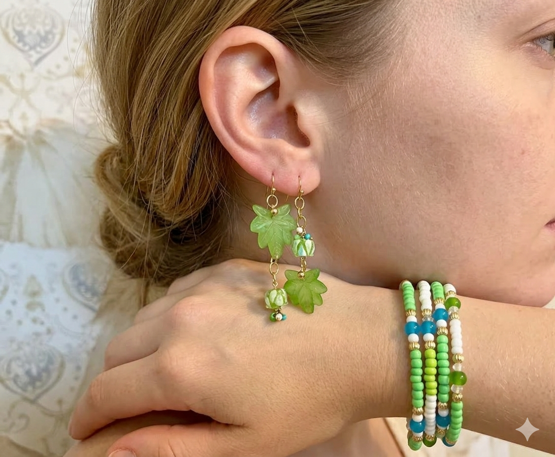 Rhondonite Natural Stone Maroon Color Jewelry Set Miss Match Designs (Copy)