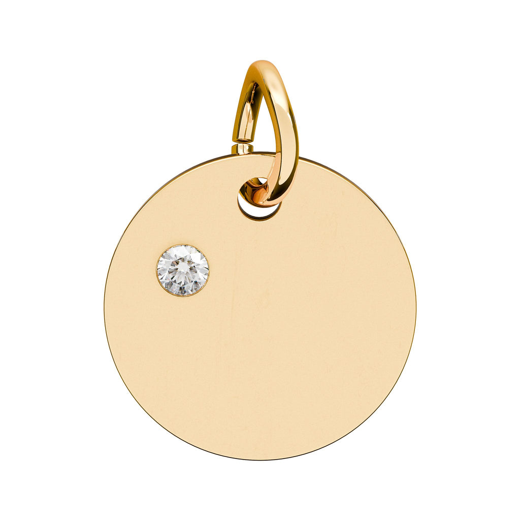 Engravable Birthstone Circle Charm — Personalized Initial & Birthstone Pendant