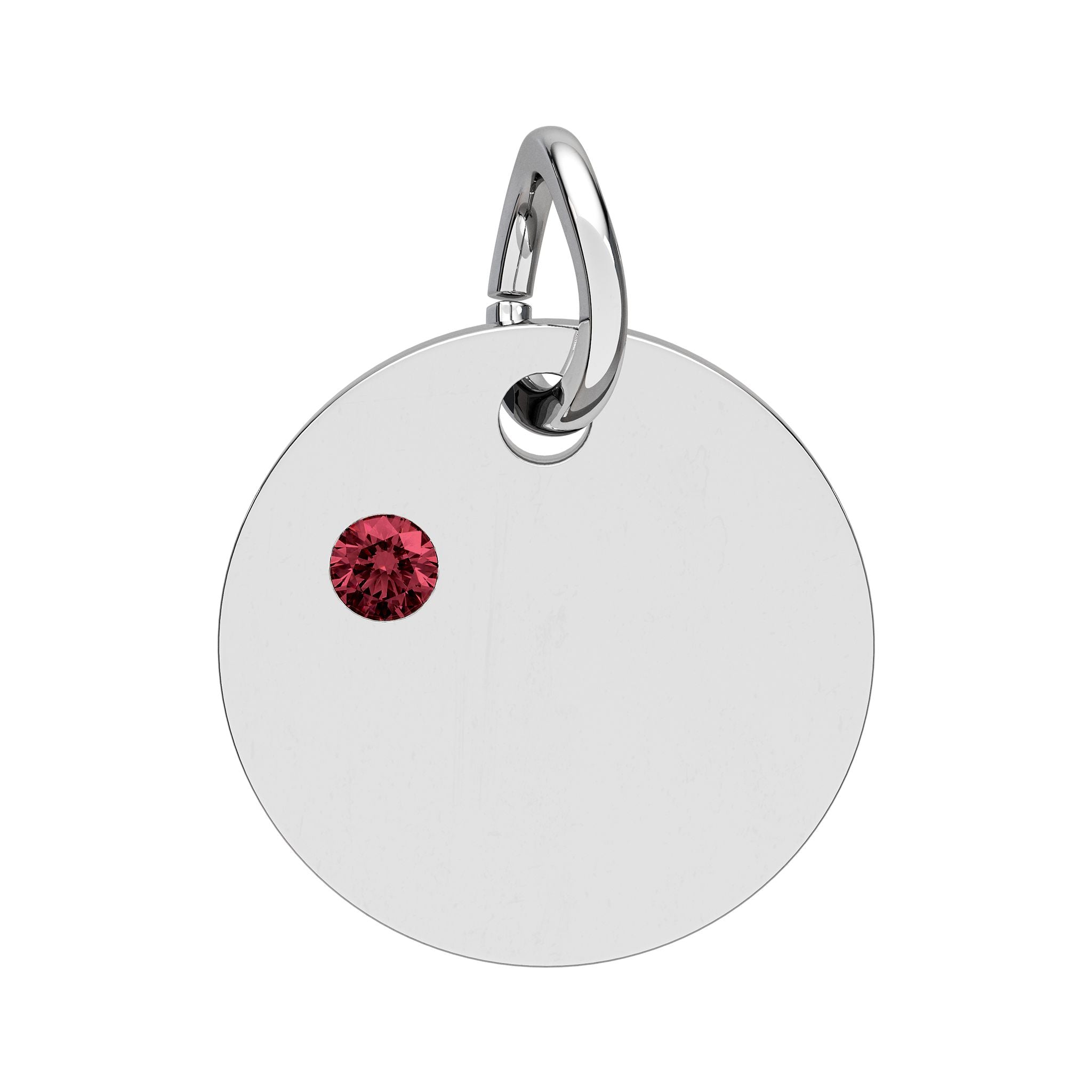 Engravable Birthstone Circle Charm — Personalized Initial & Birthstone Pendant