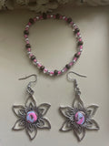 Pink Marble Lotus Silver Set