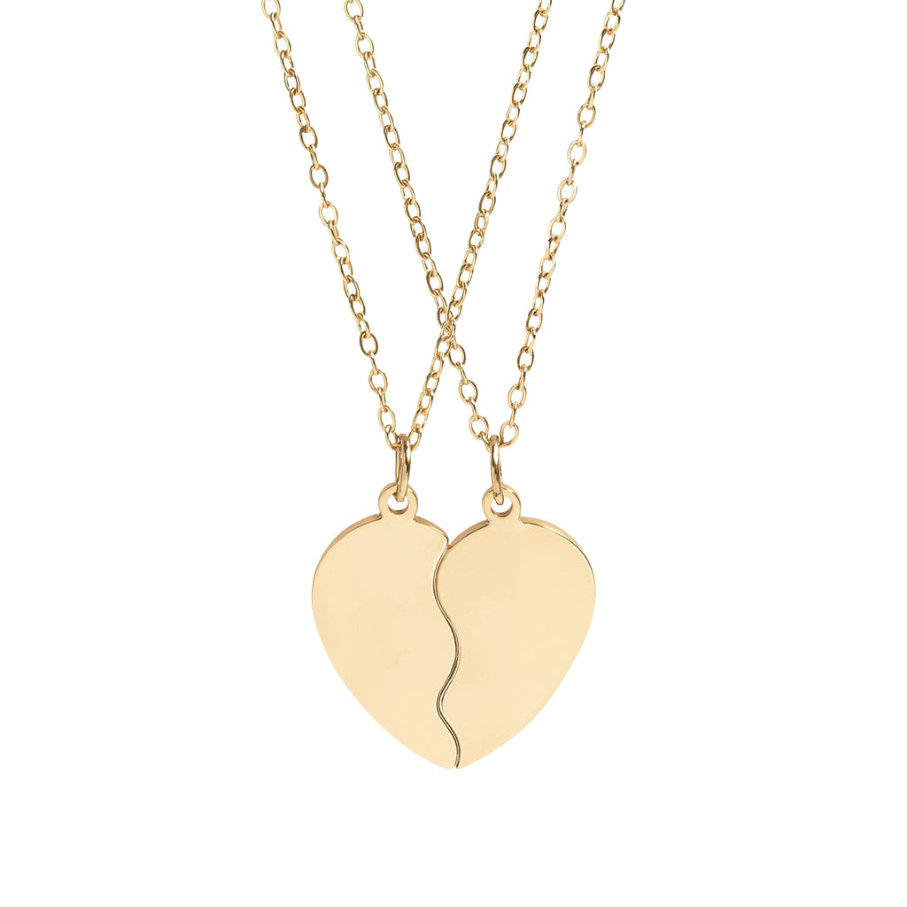 Engravable Break-Apart Heart Necklace Set — Best Friend / Couples Split Pendant by Suzie with Sublime Designs