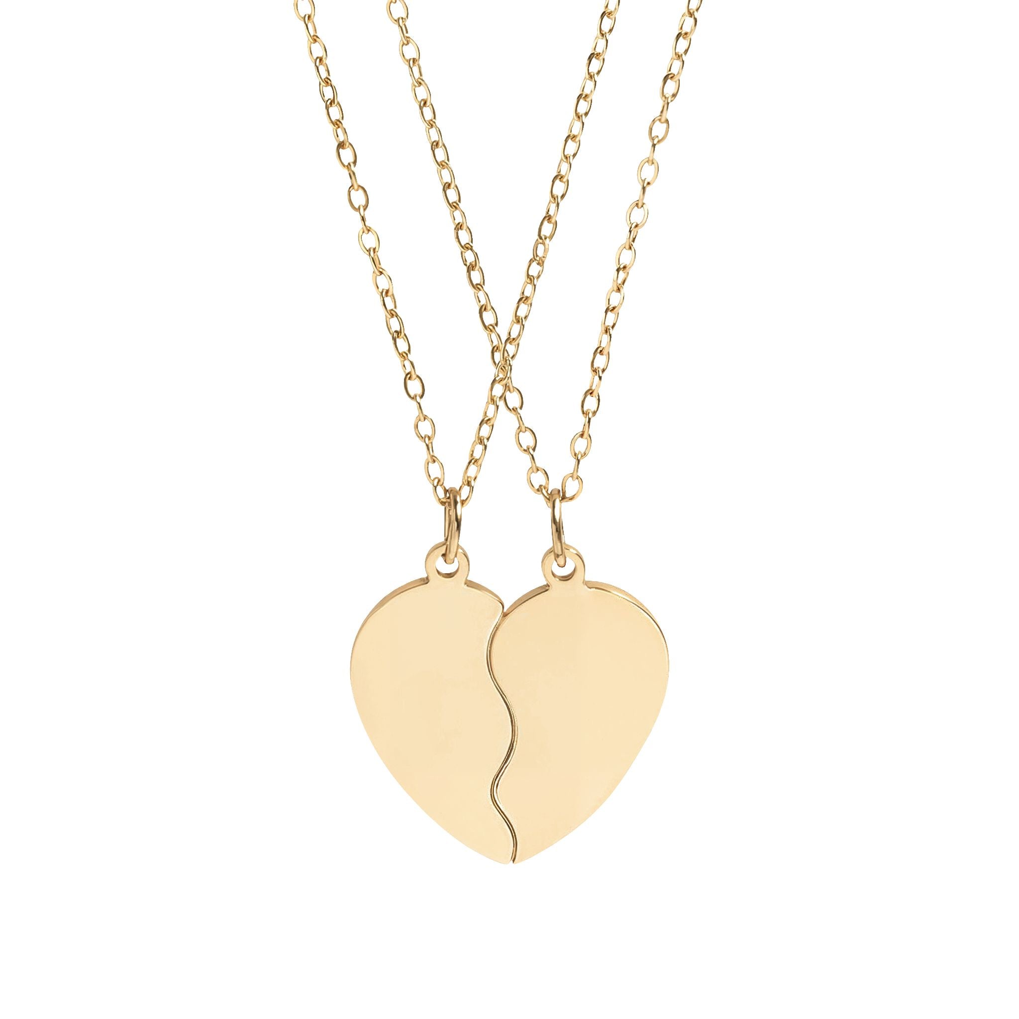 Engravable Break-Apart Heart Necklace Set — Best Friend / Couples Split Pendant by Suzie with Sublime Designs