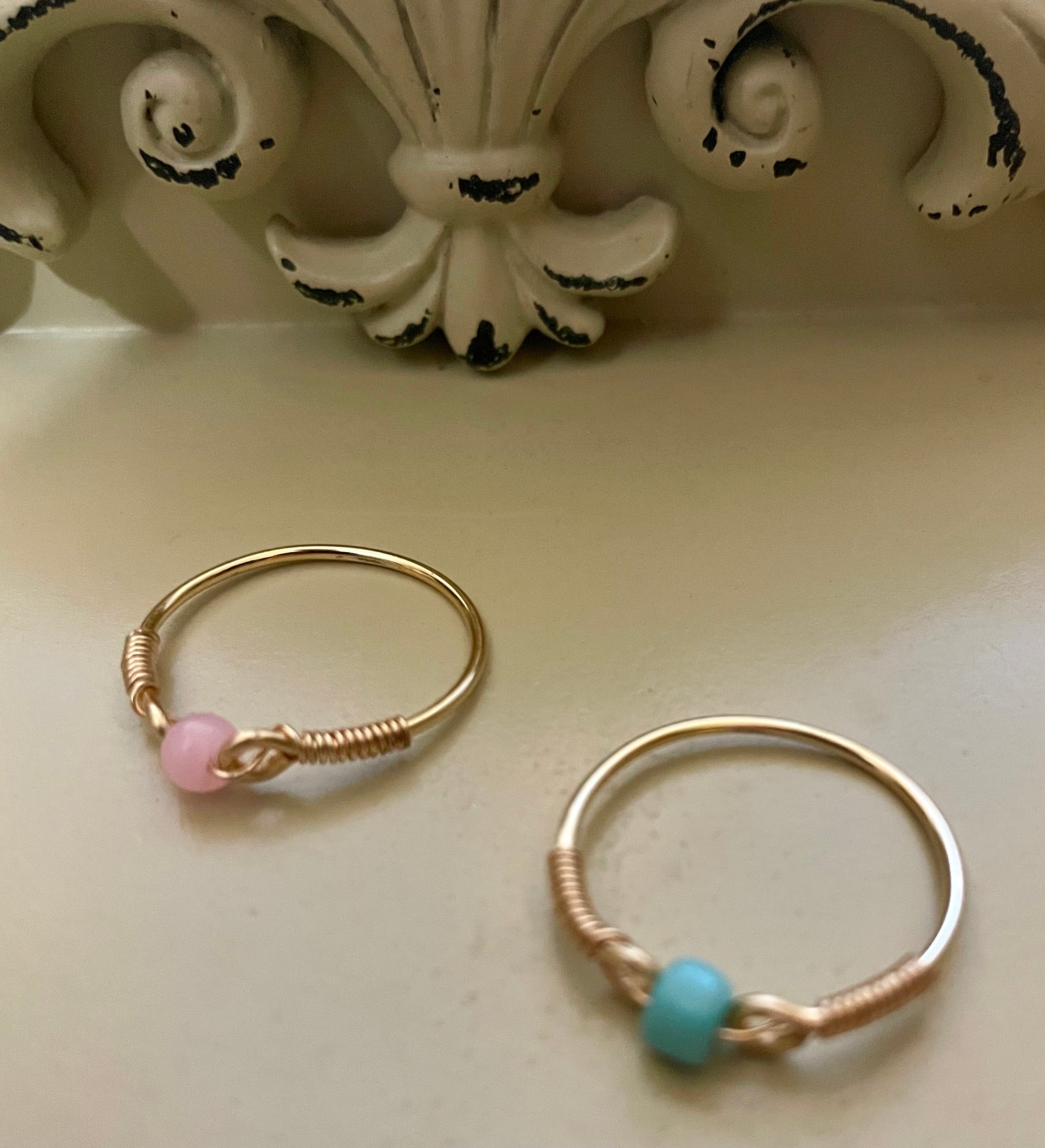 14K Gold Plated PVD Wrapped Bead Ring