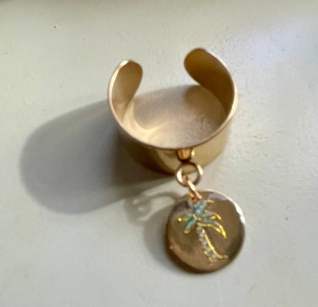 Gold Plated Palm Tree Adjustable Charm Ring- Sublime Designs By Suzie