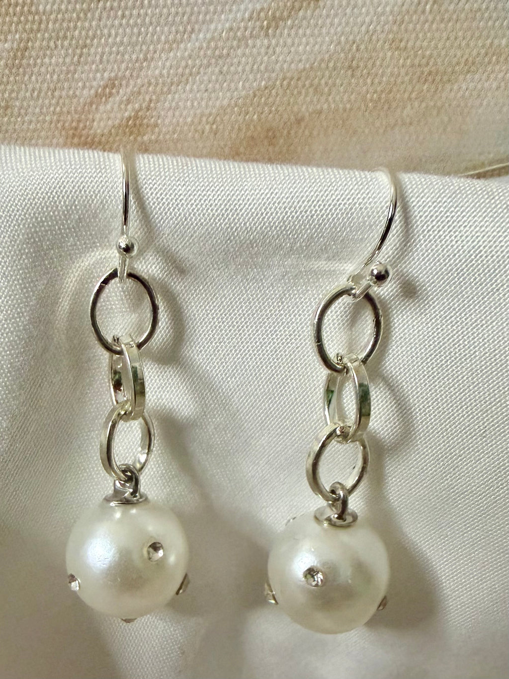 Handmade Silver Pearl & Crystal Jewelry Set- Sparkling Rhinestone Pearl by SublimeDesigns