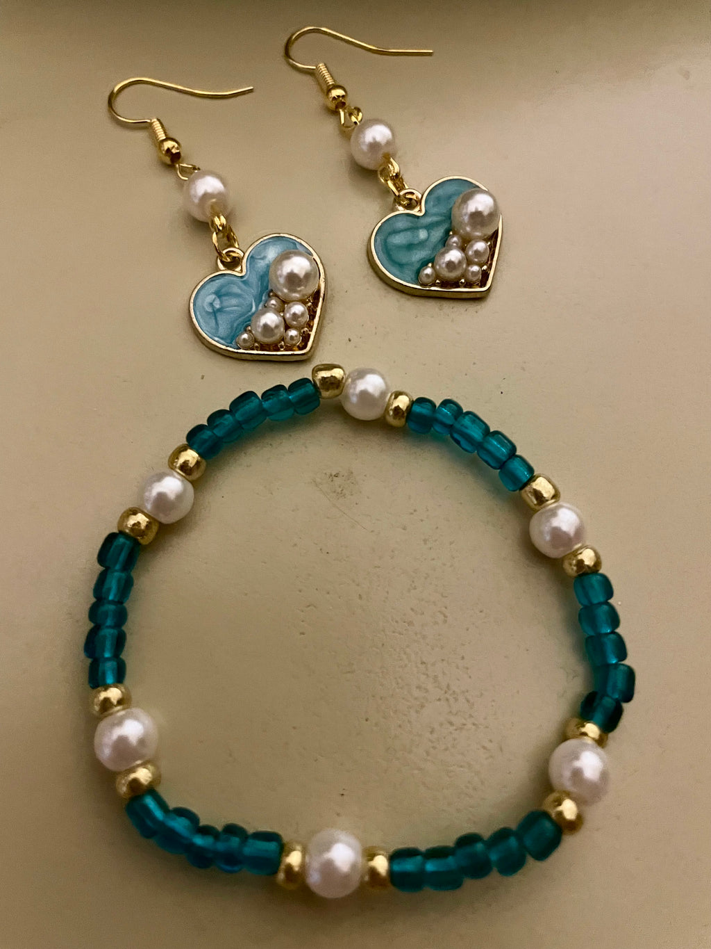 Blush Pink- Ocean Teal- Amethyst Pearl Heart Pura Vida Jewelry Sets