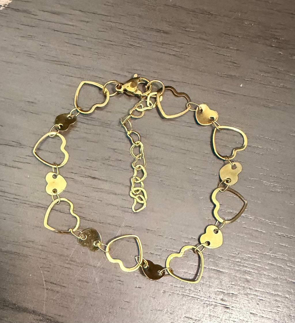 Heart Branklet- Waterproof & Tarnish Free Interchangeable Jewelry- Gold Plated over Stainless