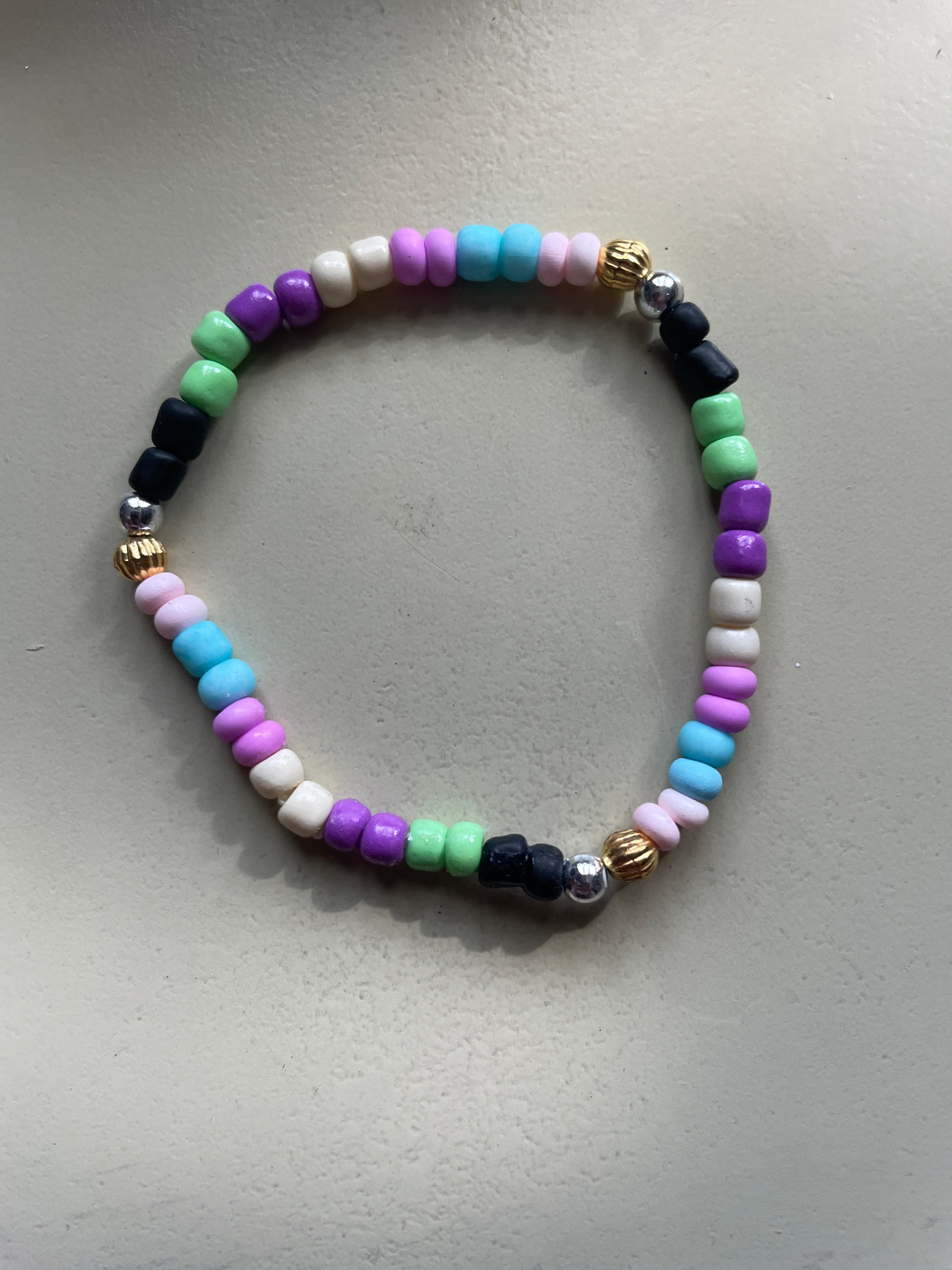 Pastel and Black Bracelets with glass beads