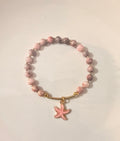 Pink Zebra Jasper Bracelet with Starfish Charm in Gold
