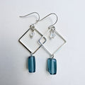 Ribbed Blue Glass Sea Crystal Silver Plated Earrings by SublimeDesignsBySuzie