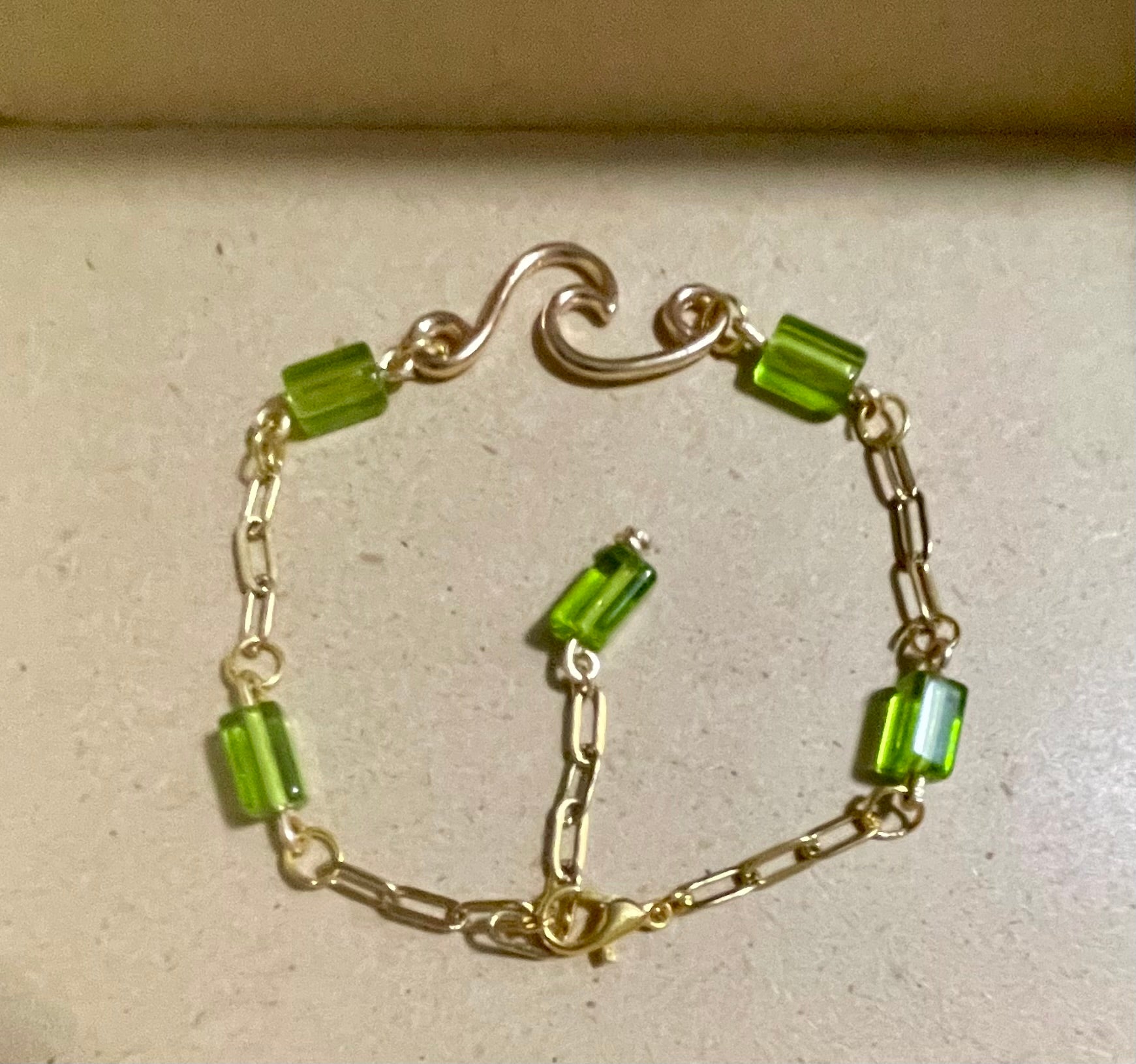 (Copy) Lime Zest Gold Plated Paperclip Wave Bracelet or Anklet- Sublime Designs By Suzie