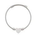 Engravable Heart Cuff Bracelet — Personalized Wire Heart Bangle (Silver or Gold)