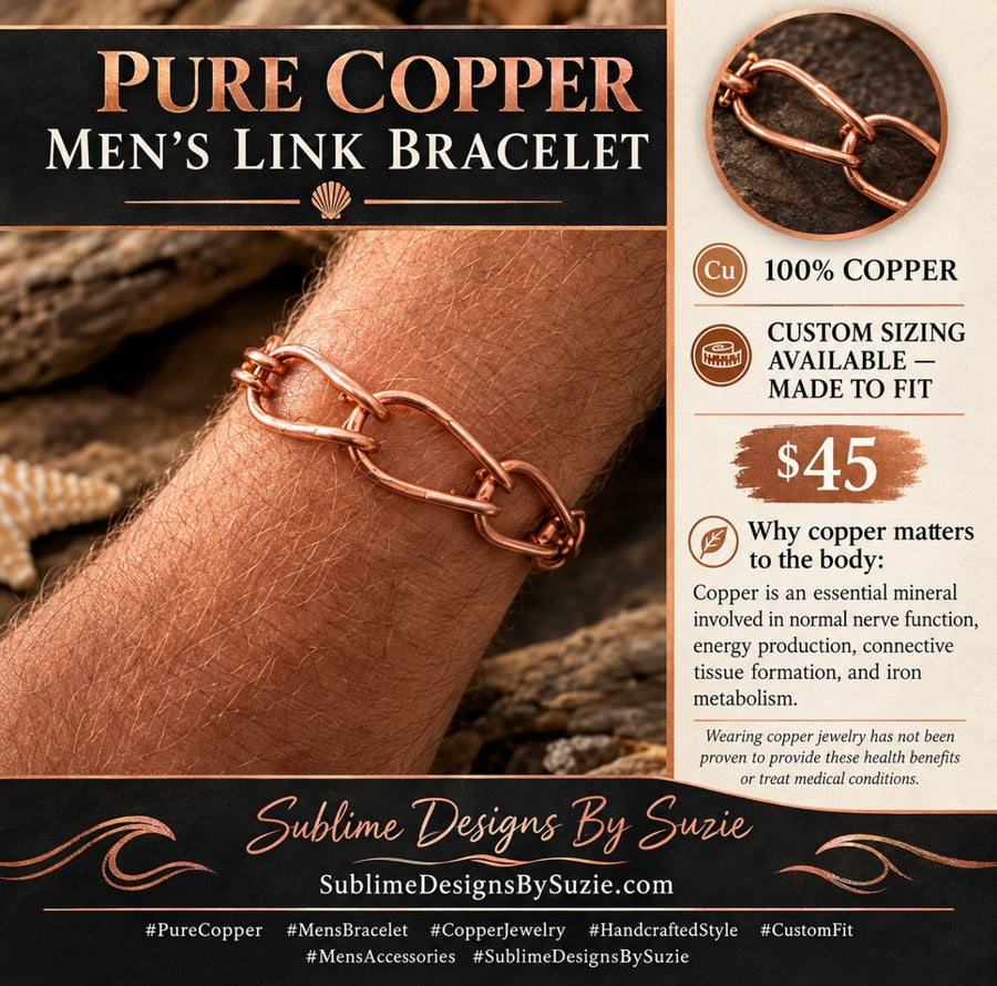 Pure Copper Men's Link Bracelet