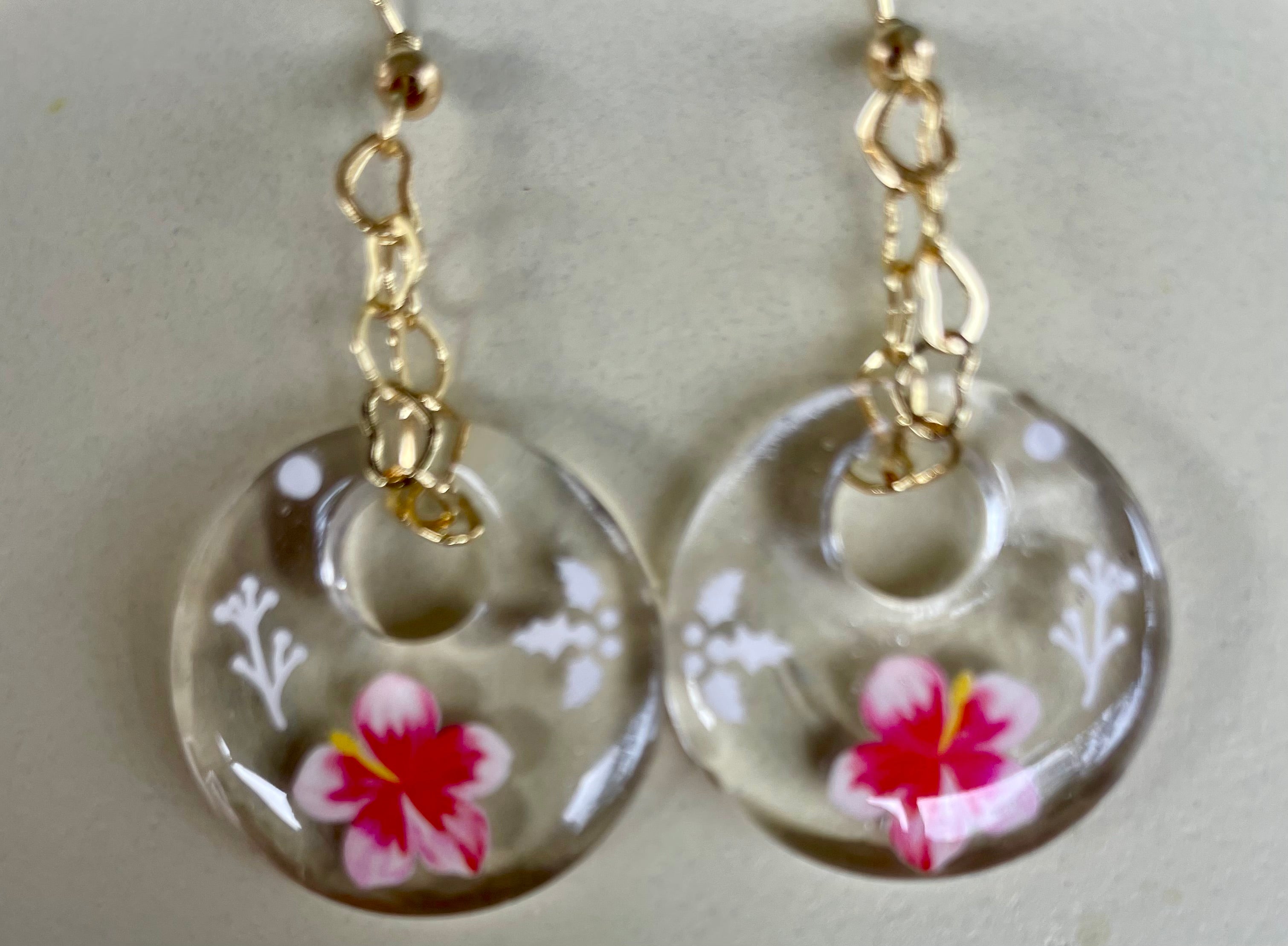 18K Gold Plated PVD Red Hibiscus Flower Set- Sublime Designs by Suzie