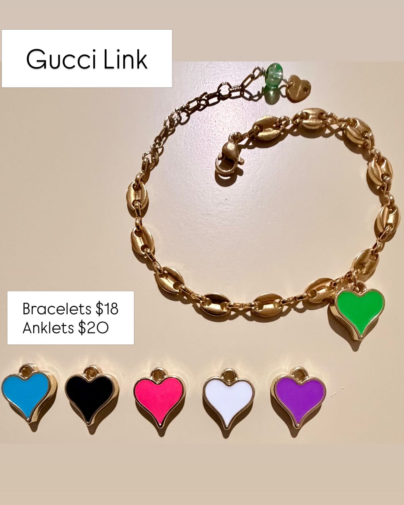 Gucci Link Heart Bracelet or Anklet