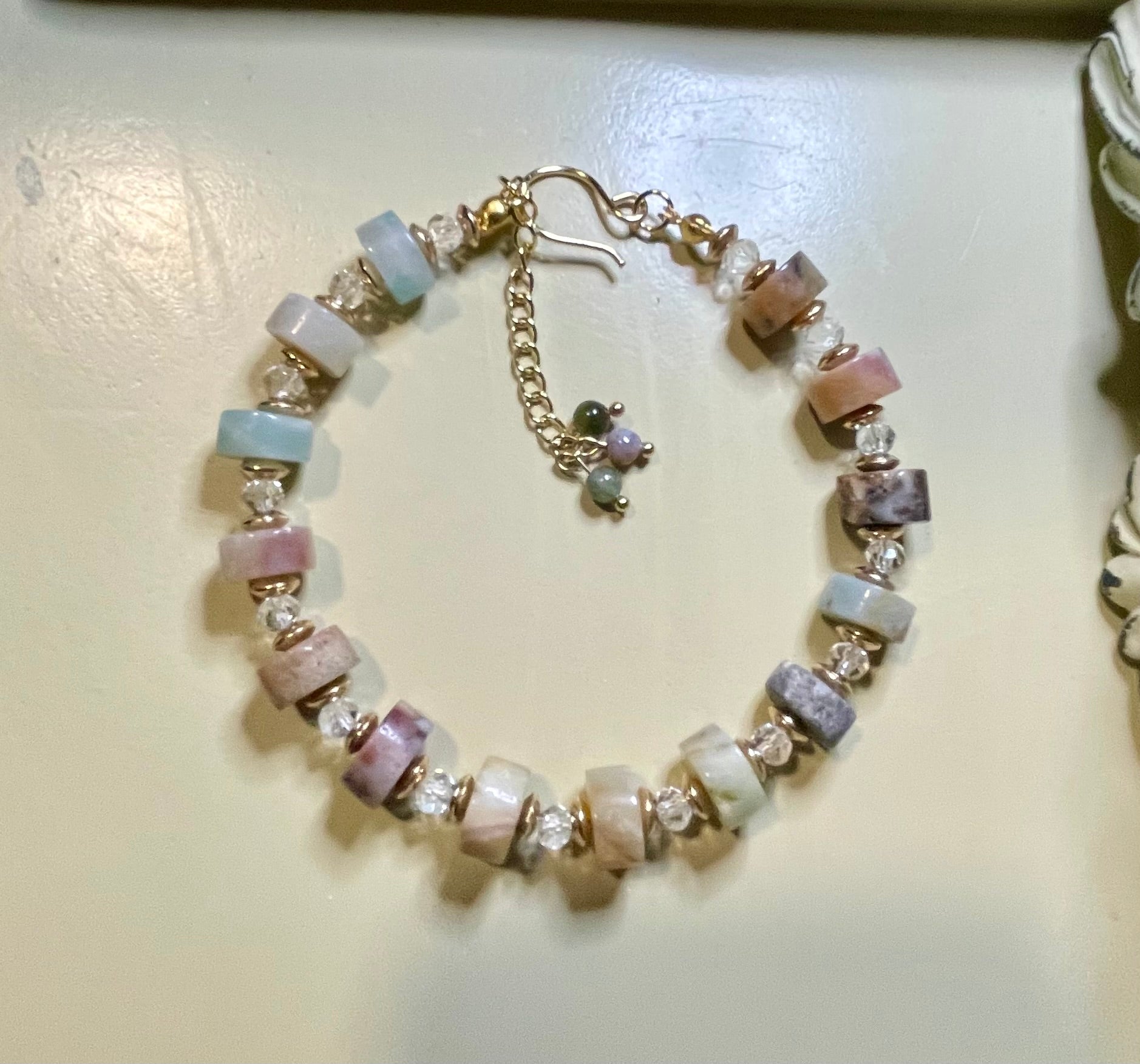 Genuine Amazonite Gemstone Anklet – Luxury Healing Crystal Ankle Bracelet 18k GP
