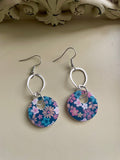 Navy Floral Earrings