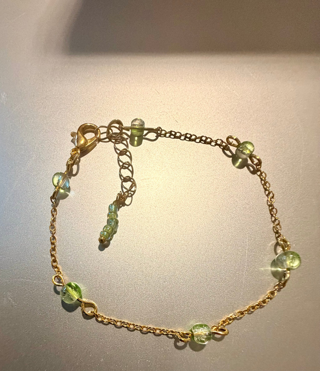 Golden Vine Peridot Crystal Spiral Jewelry Set – Dainty Nature-Green Mint