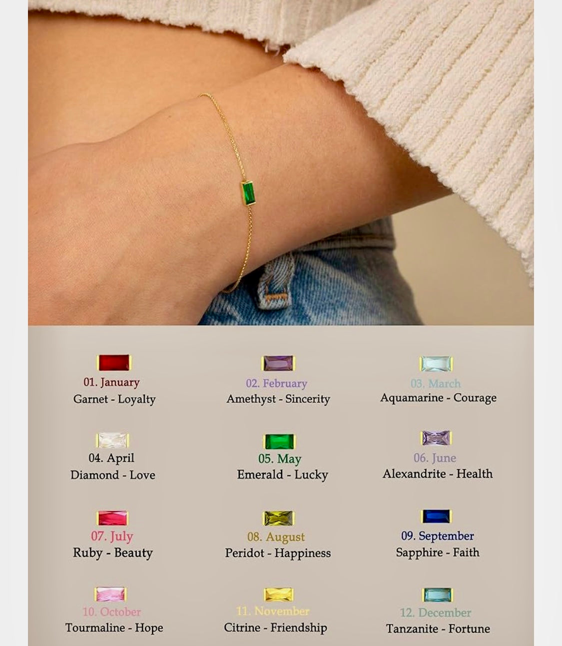 14K Gold Plated Birthstone Bracelets for Women