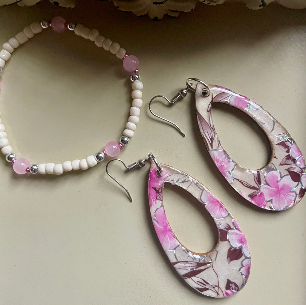 Blushing Hibiscus Pink Paradise Jewelry Set- Sublime Designs by Suzie