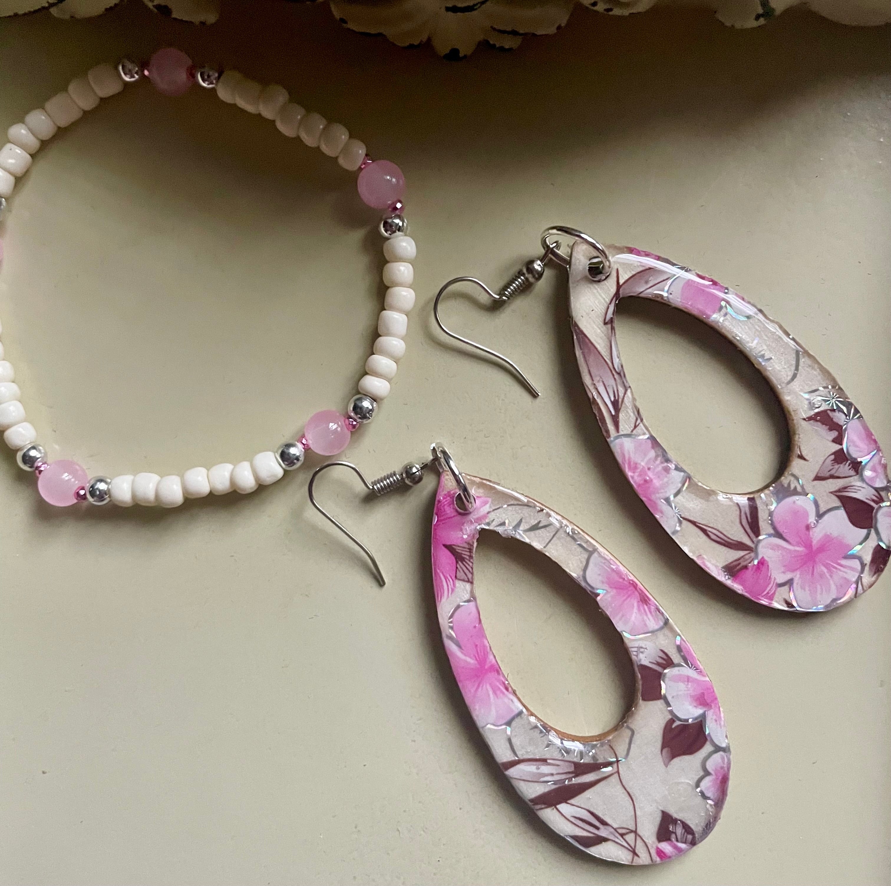 Blushing Hibiscus Pink Paradise Jewelry Set- Sublime Designs by Suzie