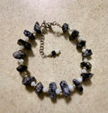 Scorpio Zodiac Bracelet- Snowflake Obsidian Stainless Steel Adjustable Bracelet with Crystal & Moonstone