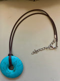 Turquoise Donut PI Disc Pendant Necklace
