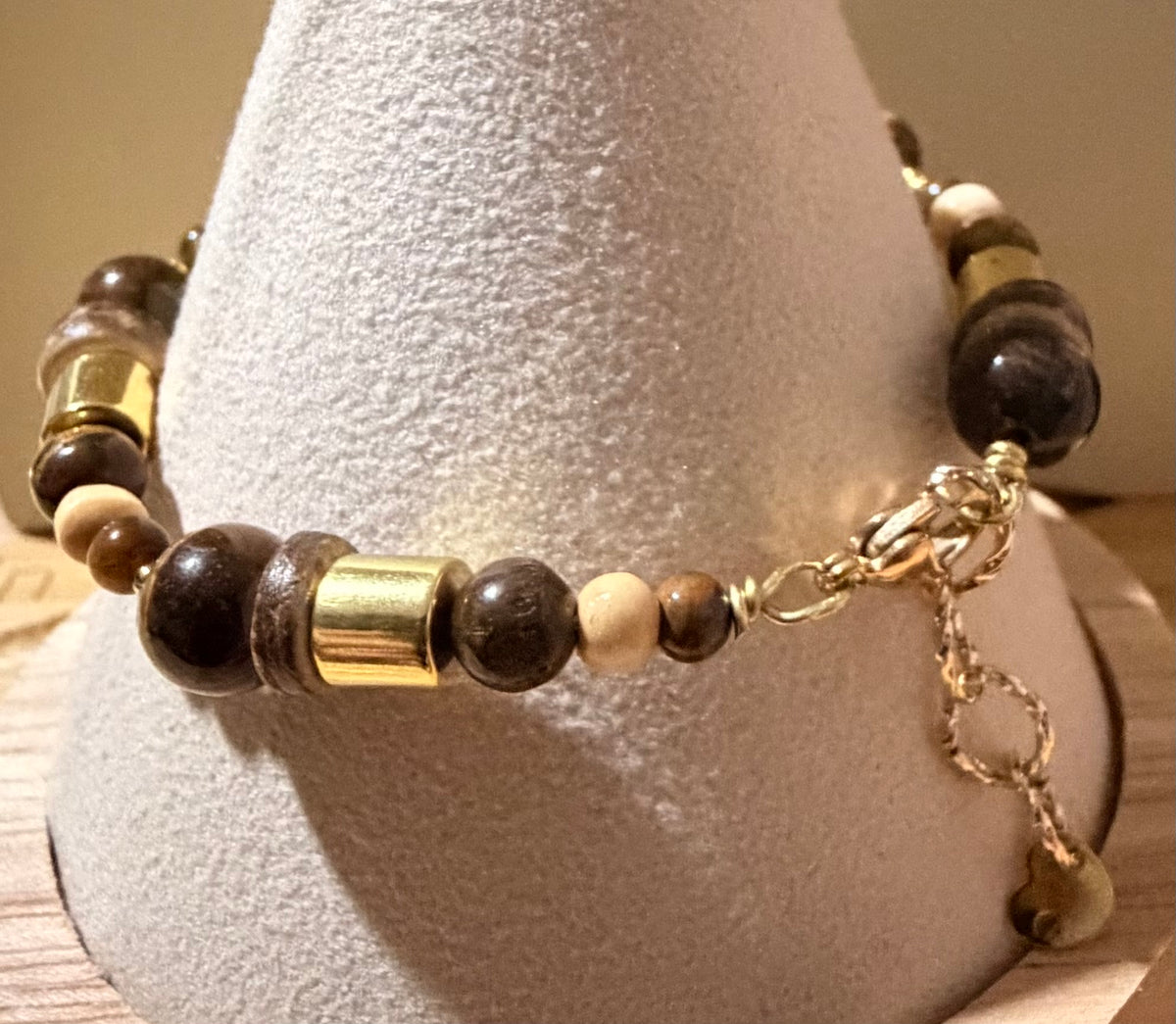 Gold Plated Tiger’s Eye & Hematite Adjustable Bracelet