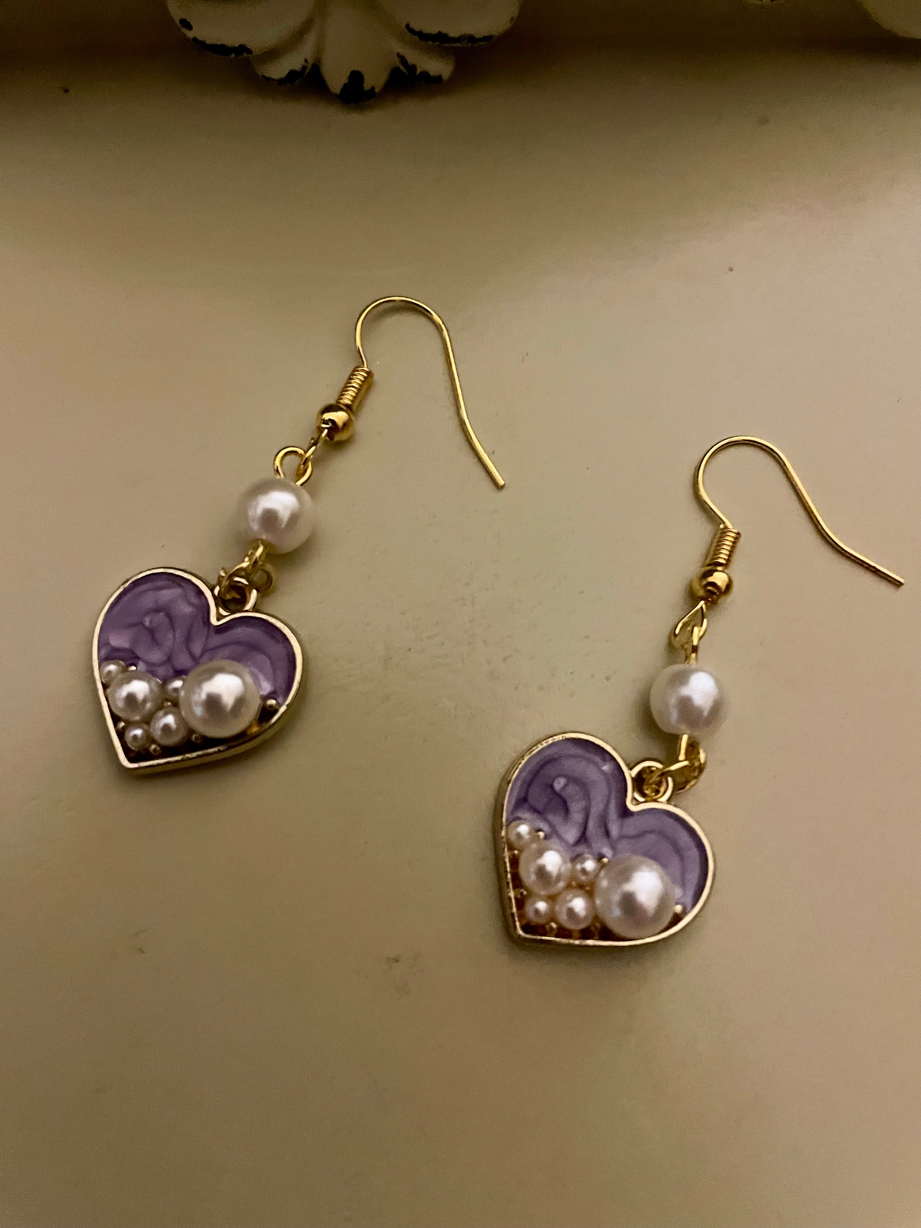 Blush Pink- Ocean Teal- Amethyst Pearl Heart Pura Vida Jewelry Sets