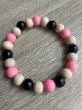 Pink Black Beaded Bracelet