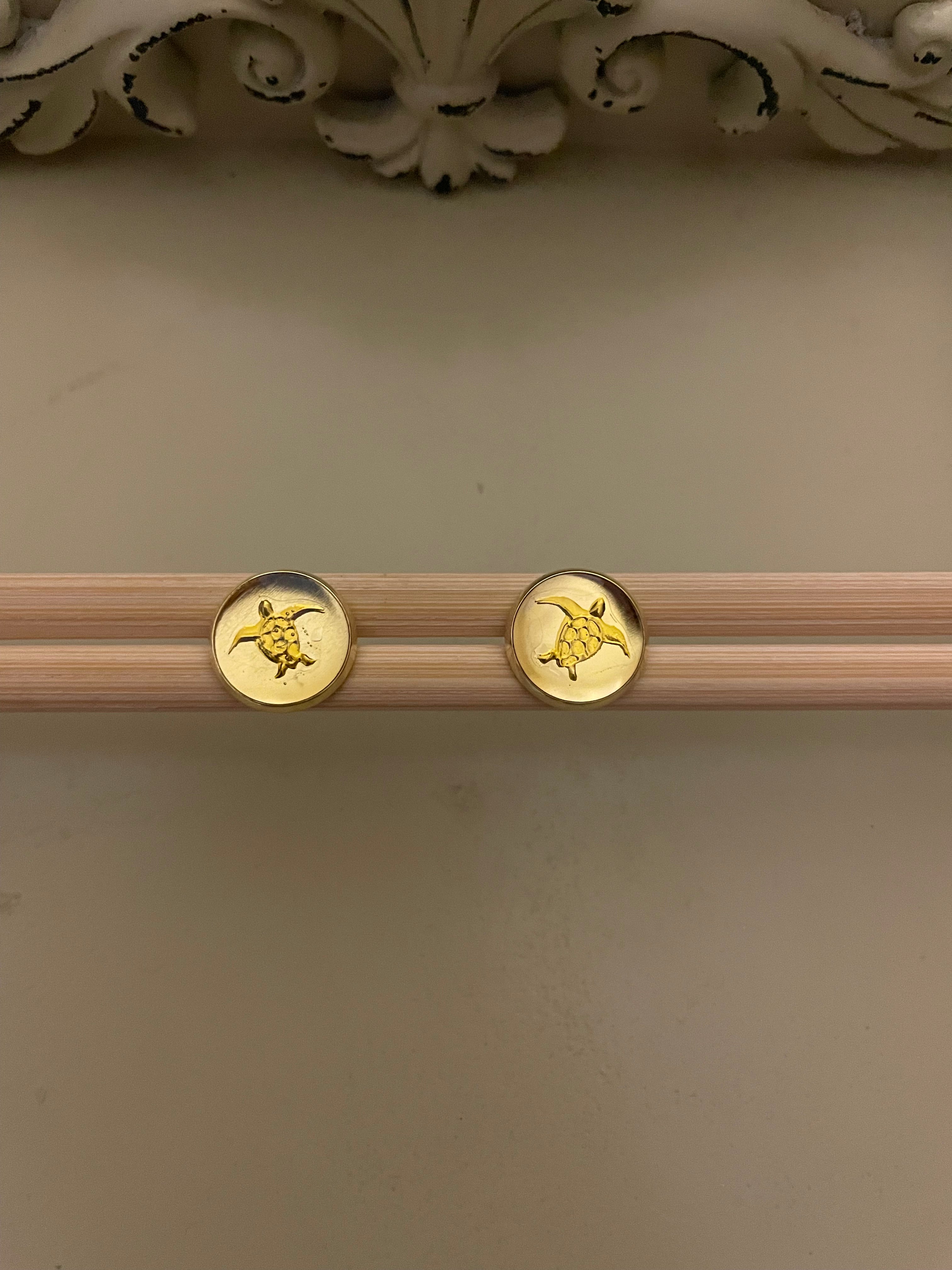 Turtle Stud Earrings & Bracelet Jewelry Set in Gold Filled