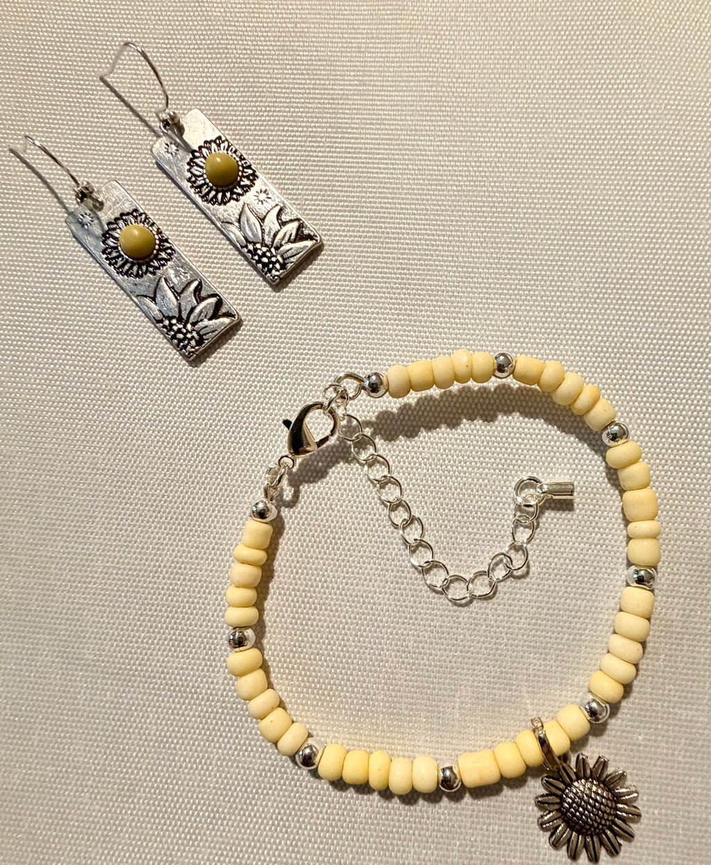 Sunflower Silver Gem  Jewelry Set