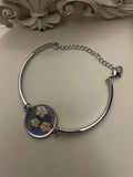 Triple Blossom Flower Adjustable Bangle in Stainless