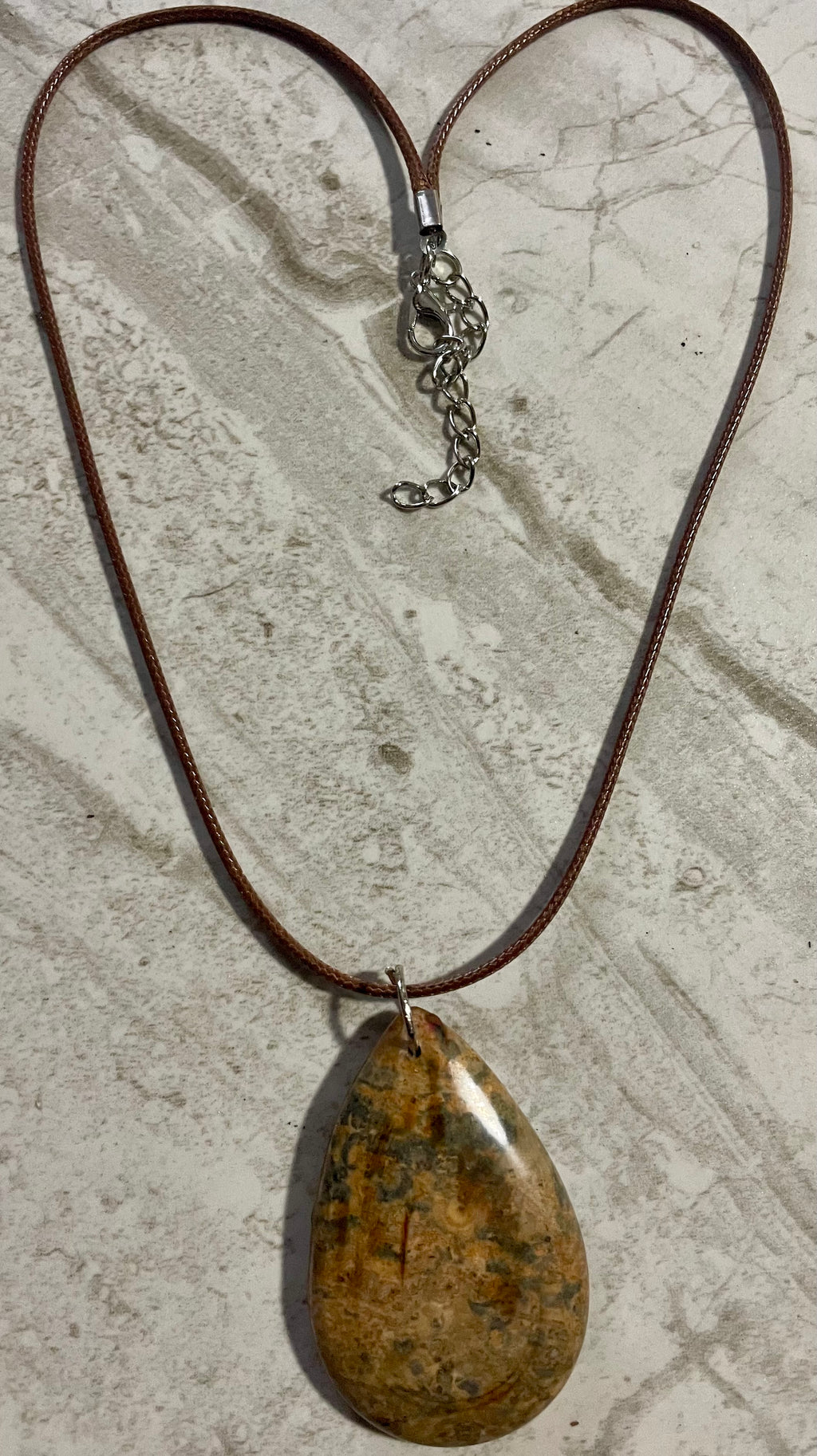 Unique Handcrafted Teardrop Gemstone Jasper Pendant Necklace