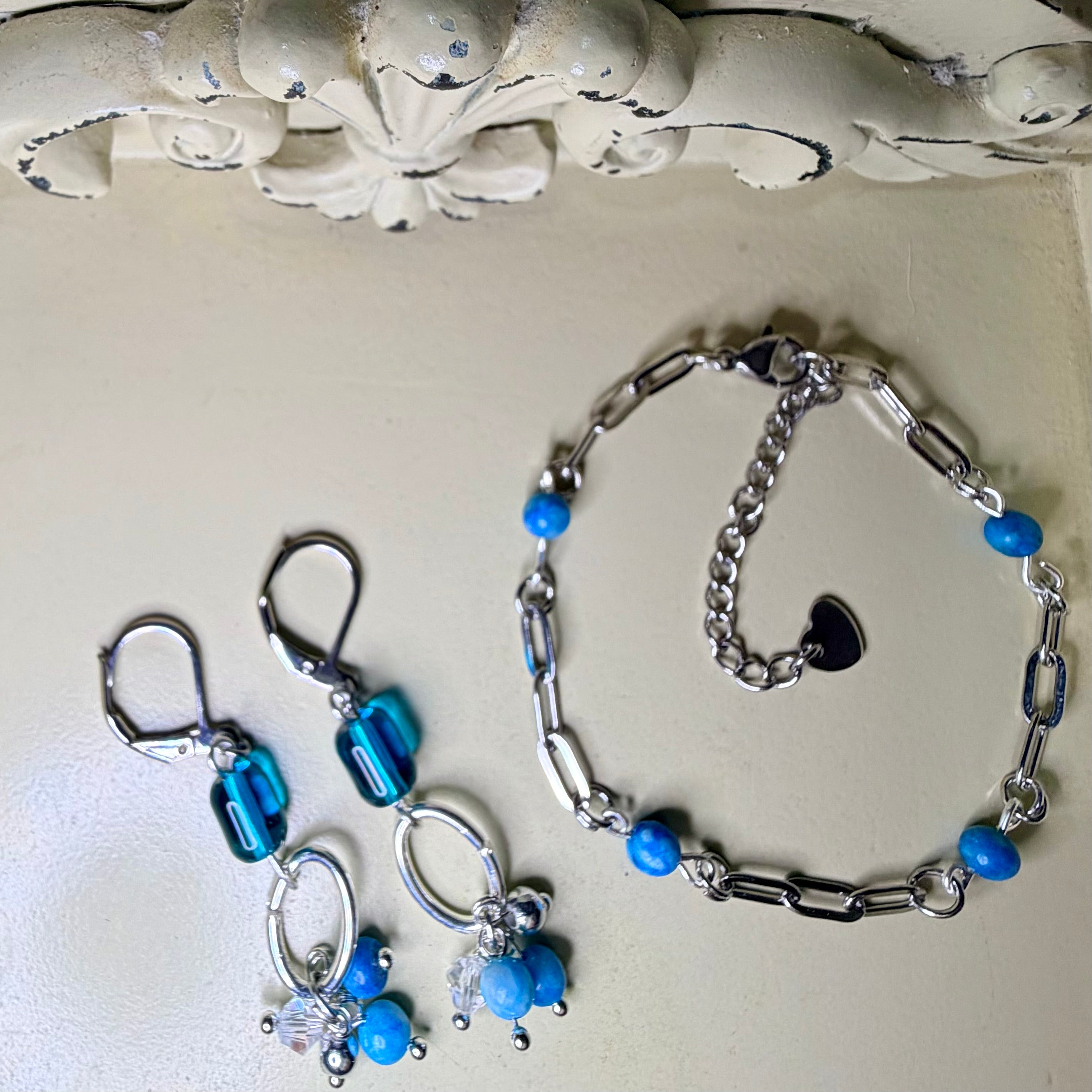 Aqua Lagoon Teal Blue Paperclip Bracelet by Suzie with Sublime Designs