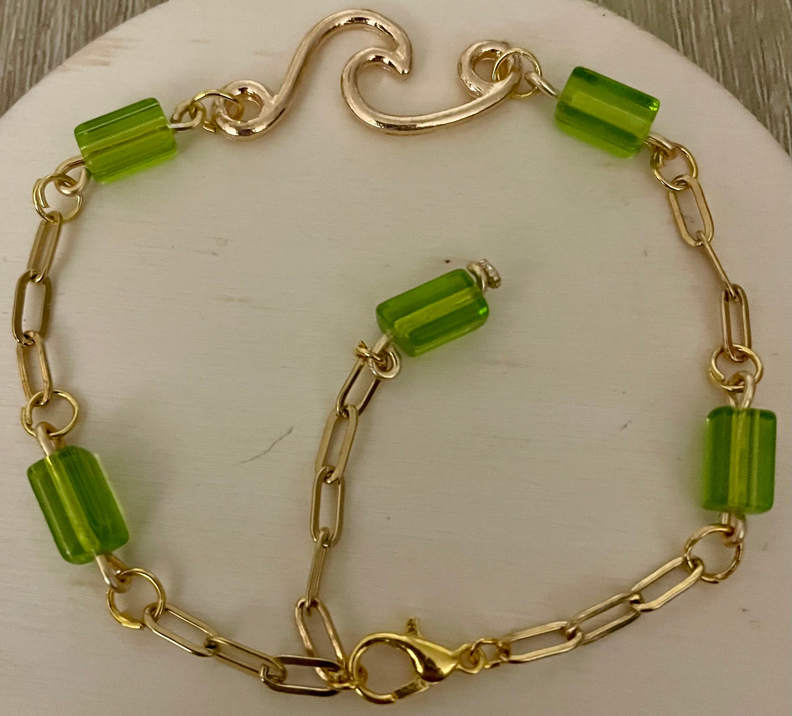 (Copy) Lime Zest Gold Plated Paperclip Wave Bracelet or Anklet- Sublime Designs By Suzie
