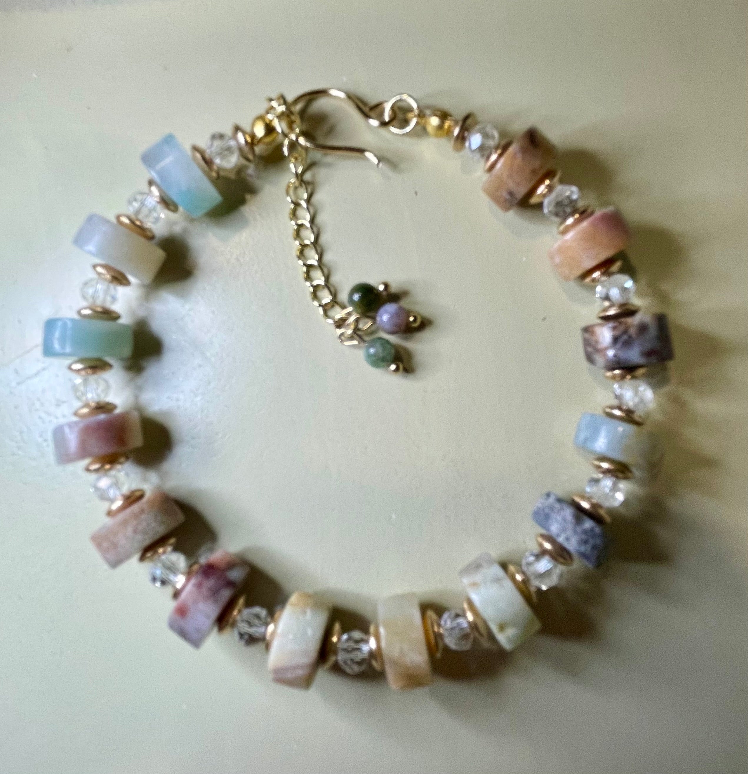Genuine Amazonite Gemstone Anklet – Luxury Healing Crystal Ankle Bracelet 18k GP