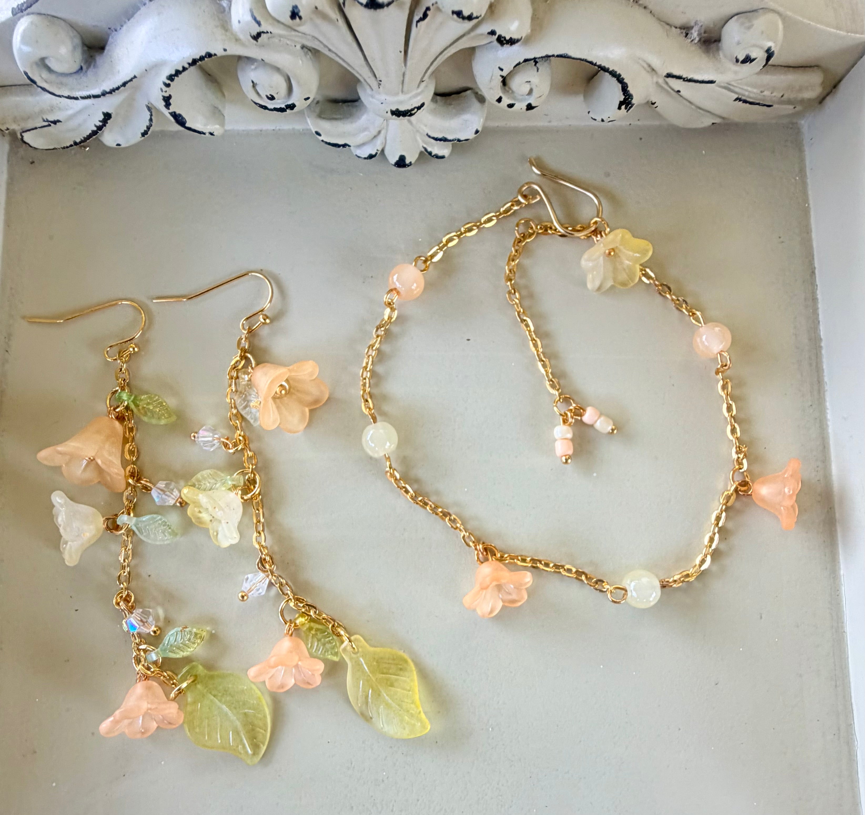 Bloom & Vine Earrings Bracelet or Anklet Jewelry Set