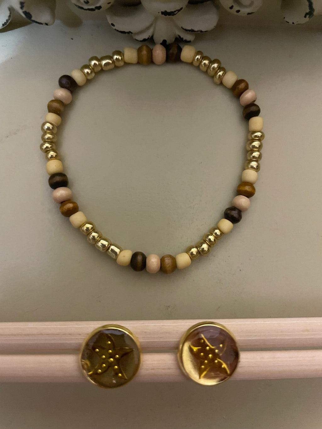 Starfish Studs & Bracelet Gold Plated PVD