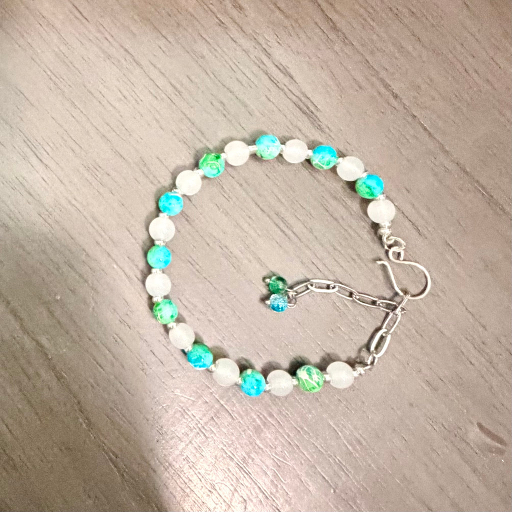 Amazonite & Moonstone Jewelry Set- Earrings & Bracelet in Silver or Gold