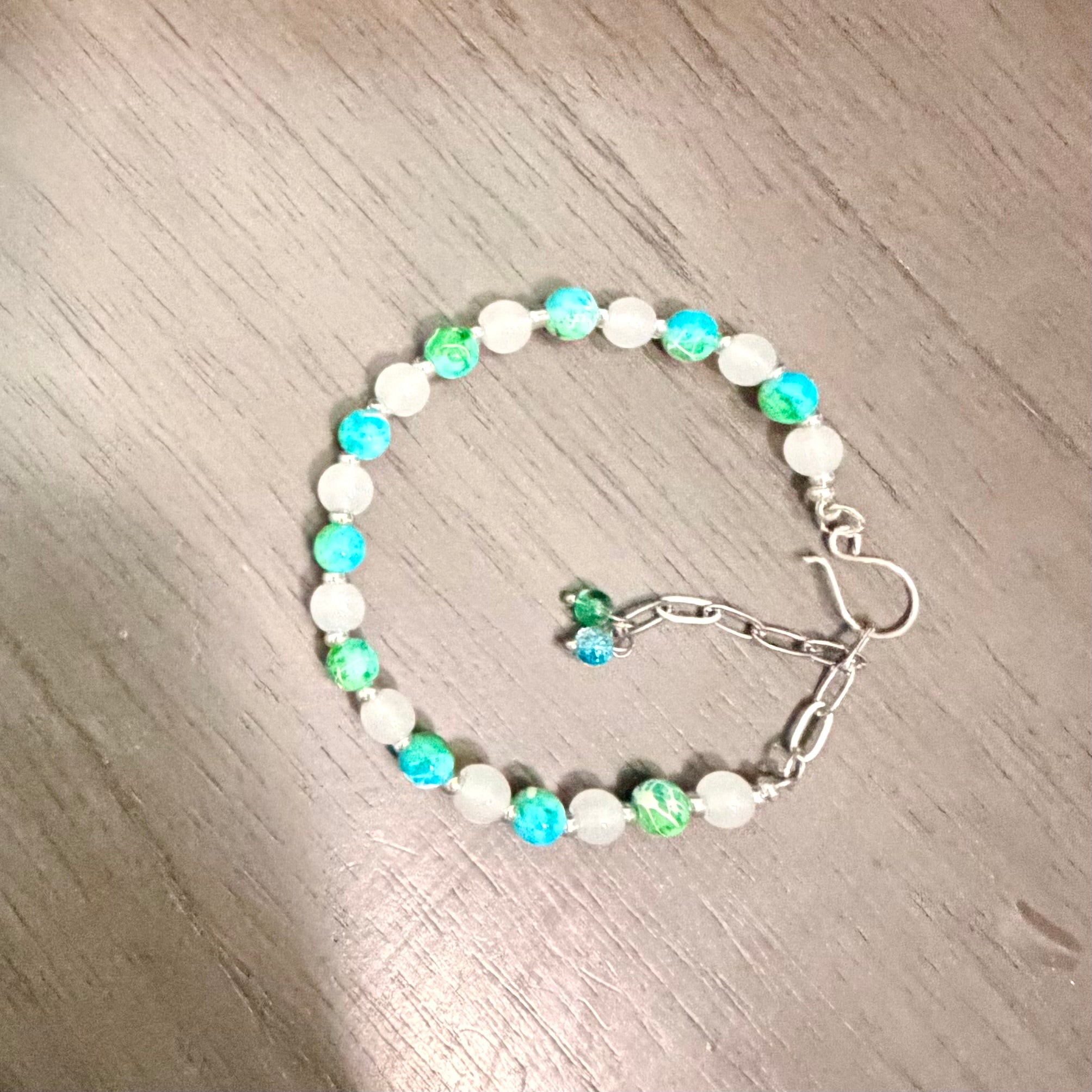Amazonite & Moonstone Jewelry Set- Earrings & Bracelet in Silver or Gold